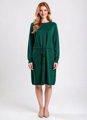 Robe pull stretch manches longues vert MD'M femme