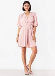 Robe courte manches 3/4 manches 3/4 rose RELISH femme