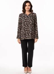 Blouse imprimé fantaisie manches longues beige AGATHE & LOUISE femme
