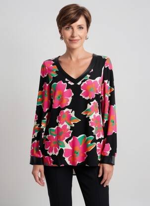 Tunique manches longues col v noir GREGORY PAT femme