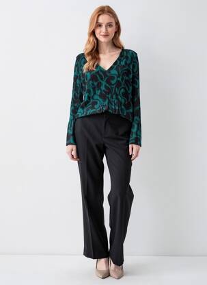 Chemisier imprimé fantaisie manches longues vert LA FEE MARABOUTEE femme