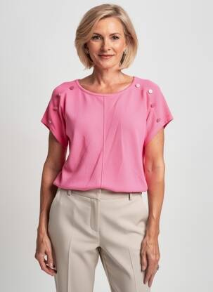 Pull coupe cintrée manches courtes rose MARBLE femme