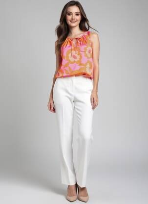 Top tissage jersey sans manche orange K-DESIGN femme