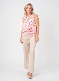 Top tissage jersey sans manche beige K-DESIGN femme