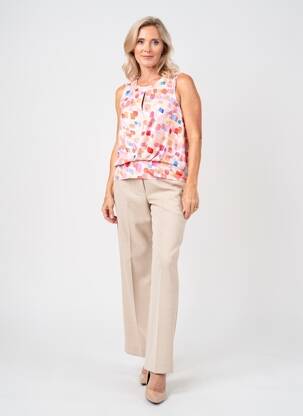 Top tissage jersey sans manche beige K-DESIGN femme