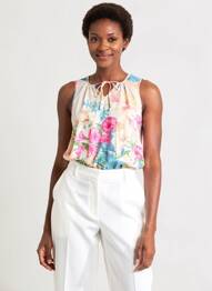 Top tissage jersey sans manche beige K-DESIGN femme