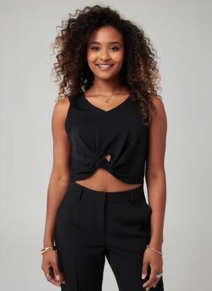Top tissage jersey sans manche noir LOLITAS&L femme