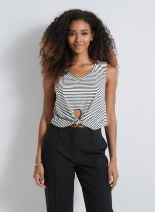 Top tissage jersey sans manche noir LOLITAS&L femme