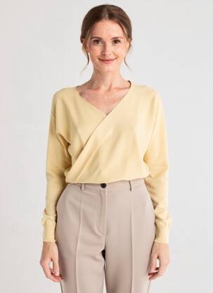 Pull col v manches longues beige YES.ZEE femme
