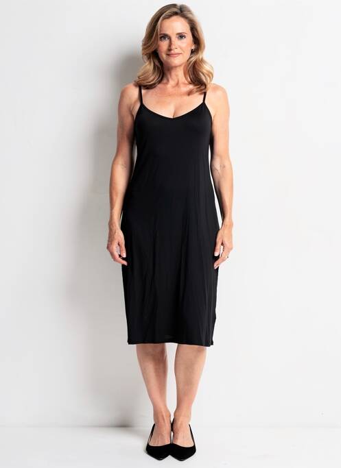 Robe courte col v fines bretelles noir MARBLE femme