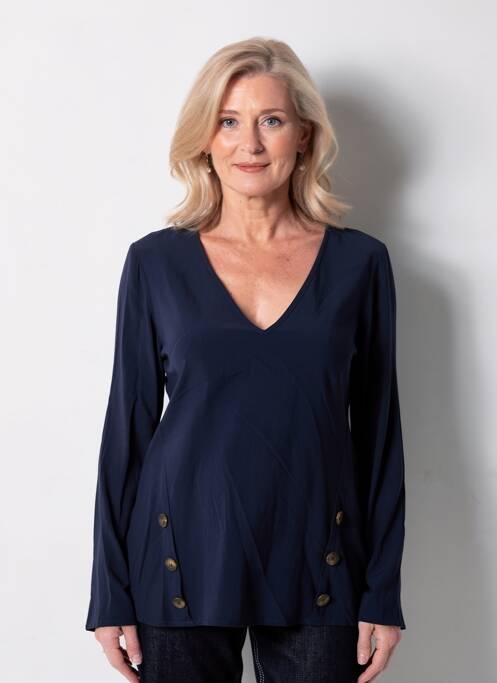 Top coupe cintrée manches longues bleu LA FEE MARABOUTEE femme
