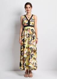 Robe longue imprimé fantaisie sans manche noir GAUDI femme