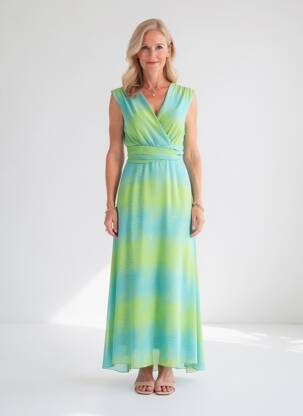 Robe longue imprimé fantaisie sans manche vert GREGORY PAT femme