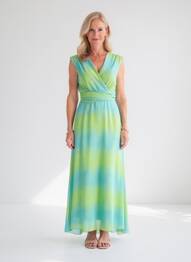 Robe longue imprimé fantaisie sans manche vert GREGORY PAT femme