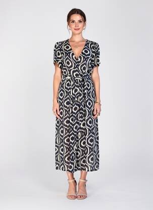 Robe longue imprimé fantaisie manches courtes bleu MD'M femme