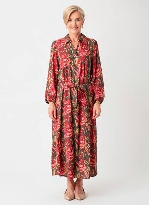 Robe longue manches longues manches longues rouge JULIE GUERLANDE femme