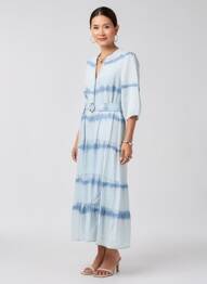 Robe longue manches longues manches longues bleu K-DESIGN femme