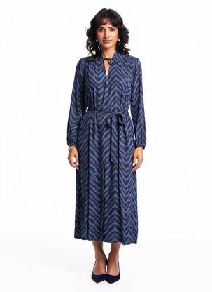 Robe longue manches longues manches longues bleu LA FEE MARABOUTEE femme