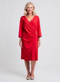Robe mi-longue manches longues manches longues rouge GREGORY PAT femme