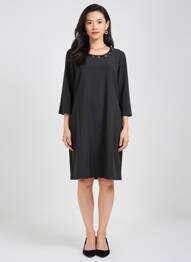 Robe mi-longue manches longues manches longues noir FRANCE RIVOIRE femme