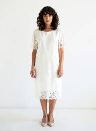 Robe mi-longue fermeture zippée au dos manches courtes blanc FRACOMINA femme