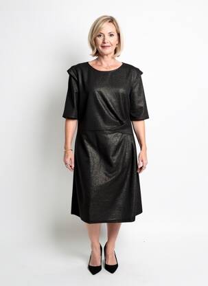 Robe mi-longue manches courtes manches courtes noir JULIE GUERLANDE femme