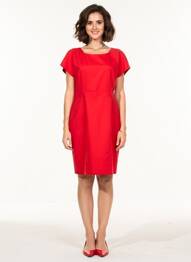 Robe mi-longue fermeture zippée au dos manches courtes rouge KOCCA femme
