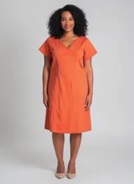 Robe mi-longue fermeture zippée au dos manches courtes rouge AGATHE & LOUISE femme