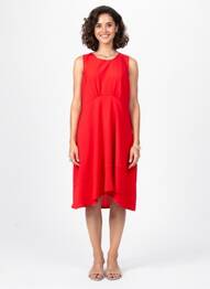 Robe mi-longue sans manche sans manche rouge EVA KAYAN femme