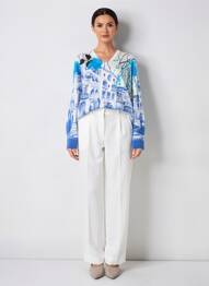 Pull col v manches longues bleu MD'M femme
