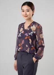 Blouse imprimé fleurs manches longues violet SIGNE NATURE femme