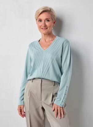 Pull coupe cintrée manches longues bleu MARBLE femme