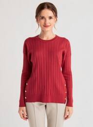 Pull coupe cintrée manches longues rouge YES.ZEE femme