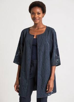 Veste casual col rond bleu VERA MONT femme
