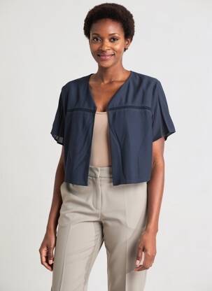 Veste casual col rond bleu DIANE LAURY femme