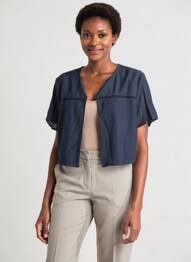 Veste casual col rond bleu DIANE LAURY femme