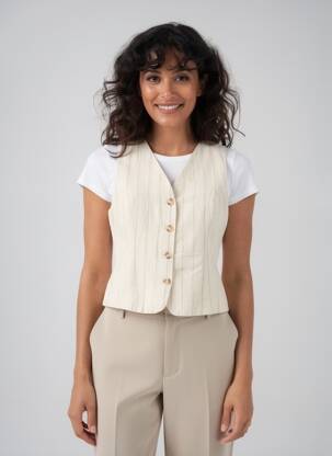 Gilet sans manche coupe cintrée beige MD'M femme