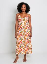 Robe longue manches bretelles ajustables fines bretelles rouge AGATHE & LOUISE femme