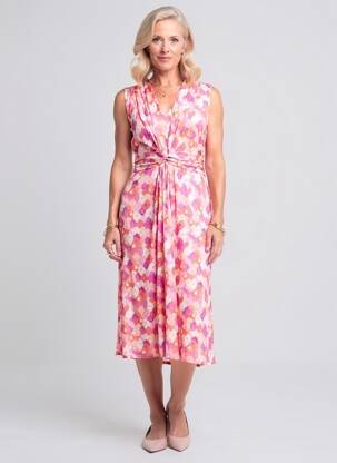 Robe longue sans manche sans manche rose JULIE GUERLANDE femme
