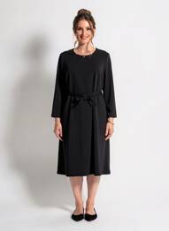 Robe mi-longue manches longues manches longues noir SIGNE NATURE femme