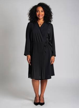 Robe mi-longue manches longues manches longues noir SIGNE NATURE femme