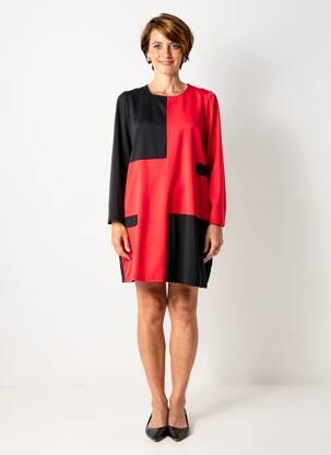 Robe mi-longue manches longues manches longues rouge FRANCE RIVOIRE femme