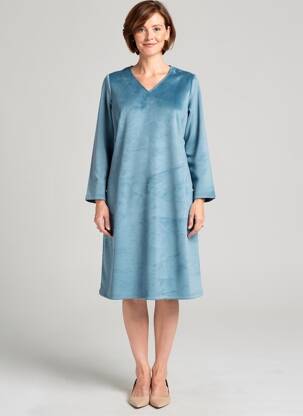 Robe mi-longue manches 3/4 manches 3/4 bleu FRANCE RIVOIRE femme