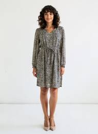 Robe courte manches longues manches longues noir SIGNE NATURE femme