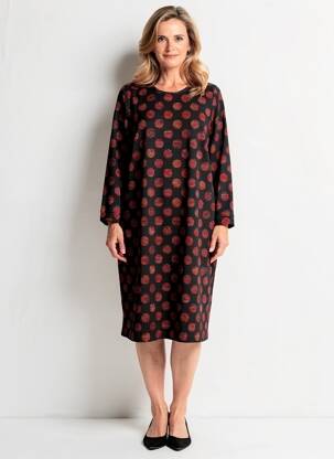 Robe mi-longue manches longues manches longues noir FRANCE RIVOIRE femme