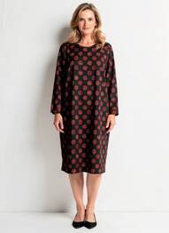 Robe mi-longue manches longues manches longues noir FRANCE RIVOIRE femme