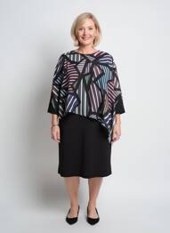 Robe mi-longue manches 3/4 manches 3/4 noir FRANCE RIVOIRE femme