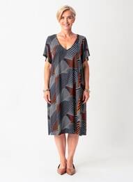 Robe mi-longue manches courtes manches courtes noir FRANCE RIVOIRE femme