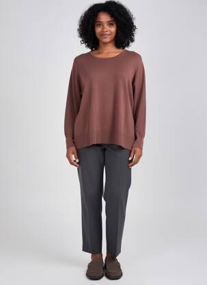 Pull coupe droite manches longues marron MARBLE femme