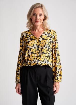 Blouse imprimé fantaisie manches longues jaune AGATHE & LOUISE femme